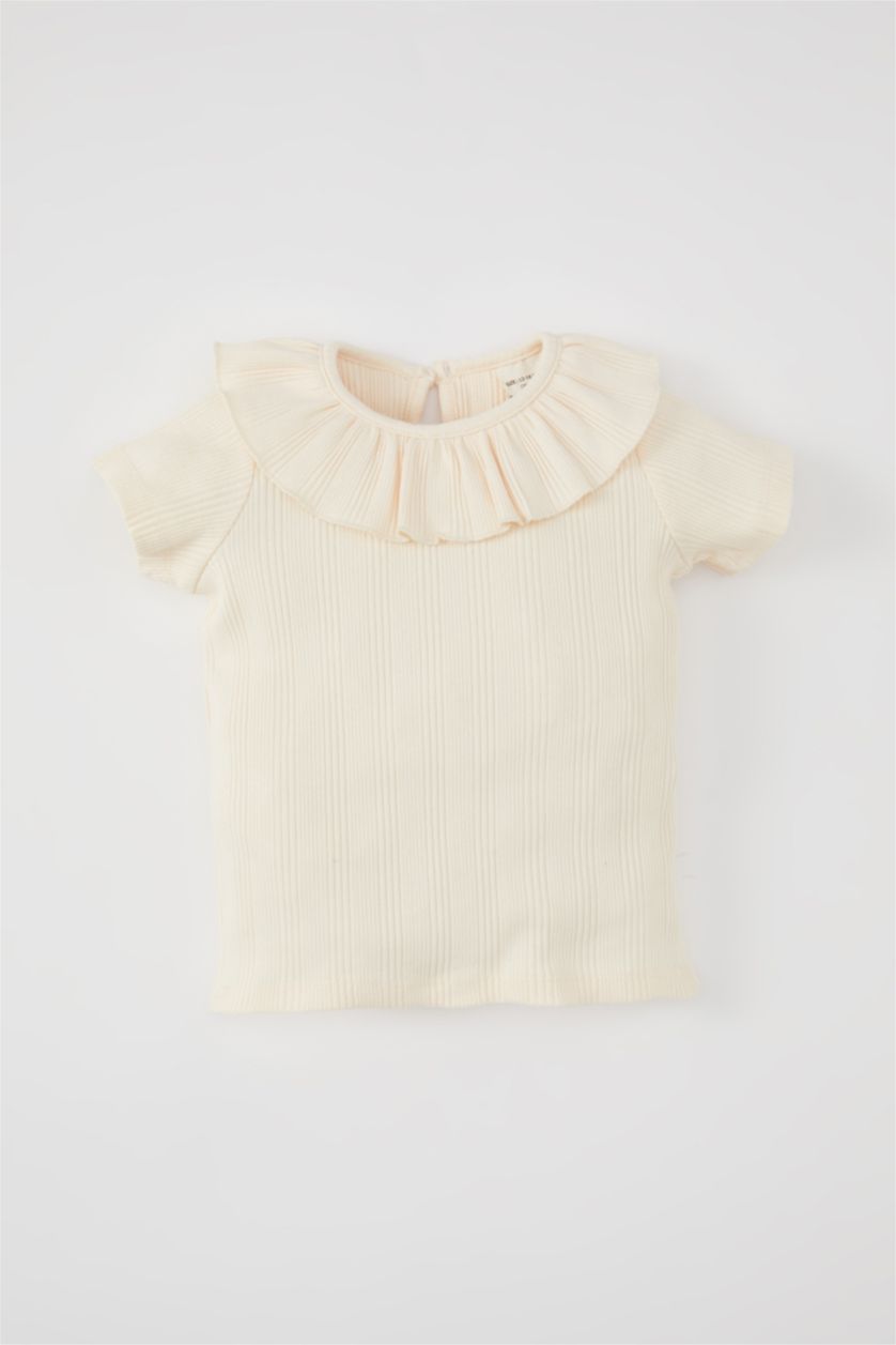 BABY GIRL Light Pink Baby Girl Ribbed Camisole Short Sleeve T-Shirt