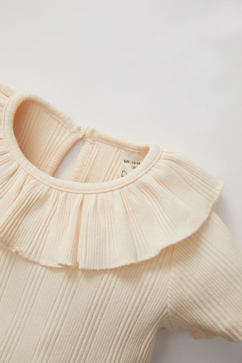 BABY GIRL Light Pink Baby Girl Ribbed Camisole Short Sleeve T-Shirt