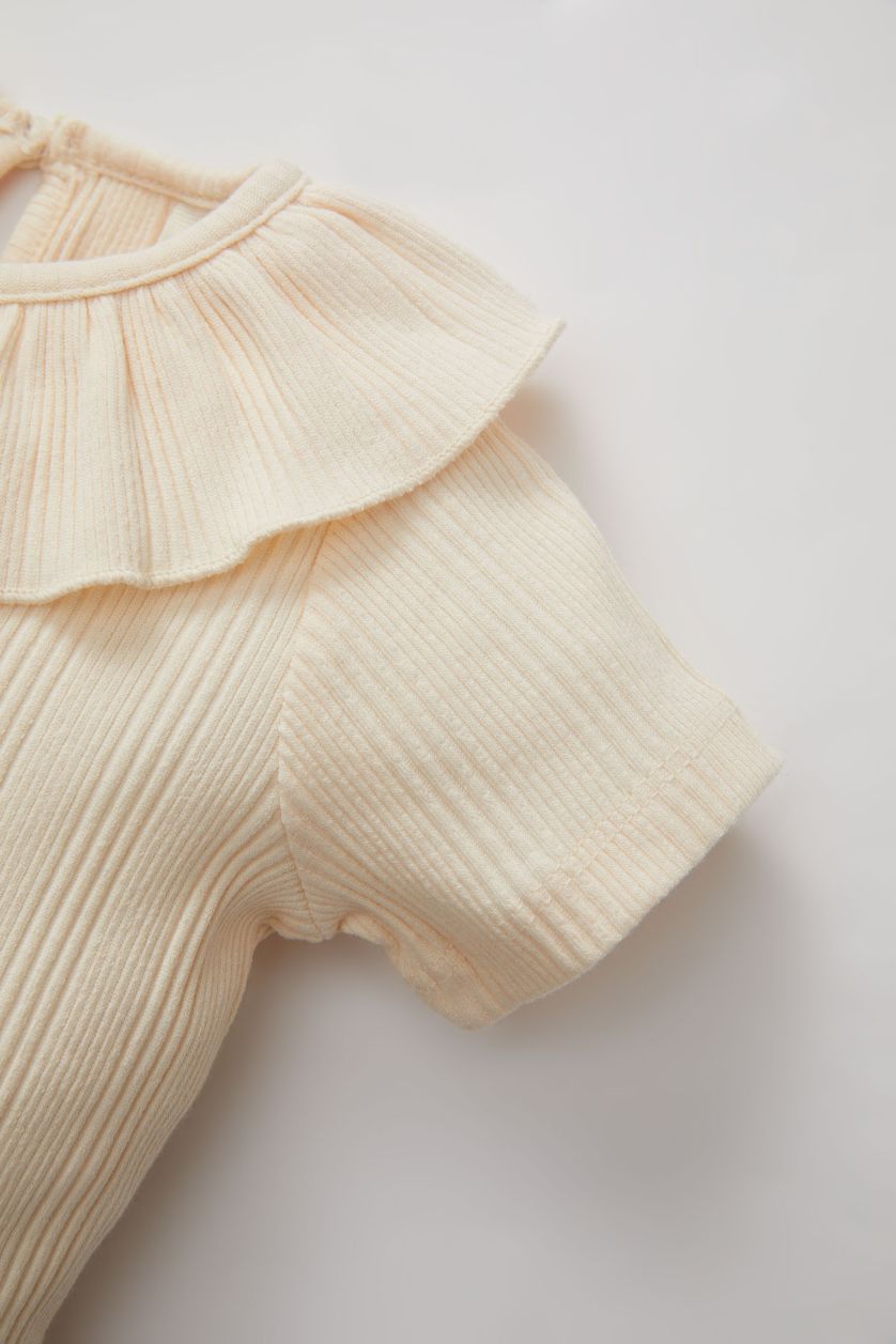 BABY GIRL Light Pink Baby Girl Ribbed Camisole Short Sleeve T-Shirt