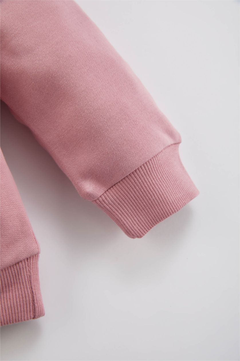 طفلة صغيرة وردي سويت شيرت بناتي فلورال قصة عادية ببطانة ناعمة