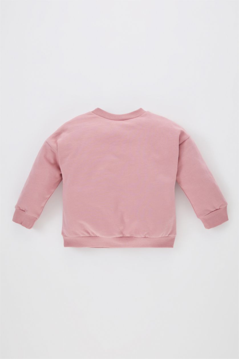 طفلة صغيرة وردي سويت شيرت بناتي فلورال قصة عادية ببطانة ناعمة