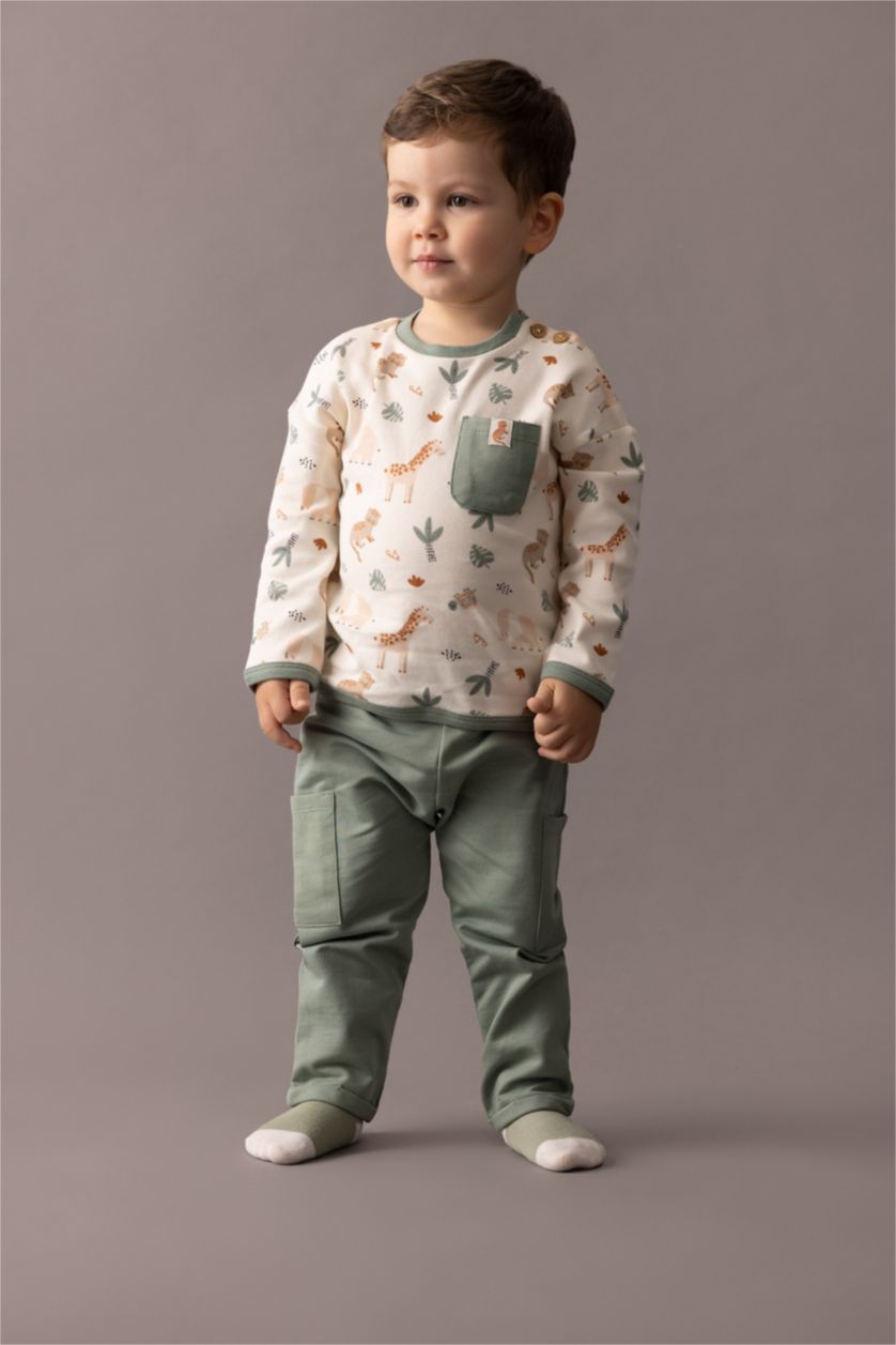 BÉBÉ GARÇON Blanc Ensemble De Sweatshirt Et Pantalon Jogging à Imprimé Safari Pour Bébé Garçon