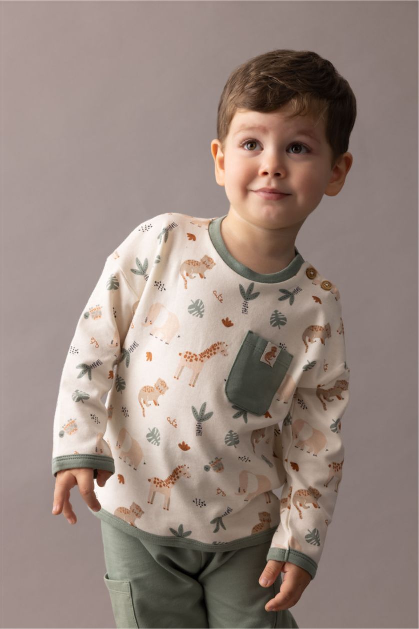 BÉBÉ GARÇON Blanc Ensemble De Sweatshirt Et Pantalon Jogging à Imprimé Safari Pour Bébé Garçon