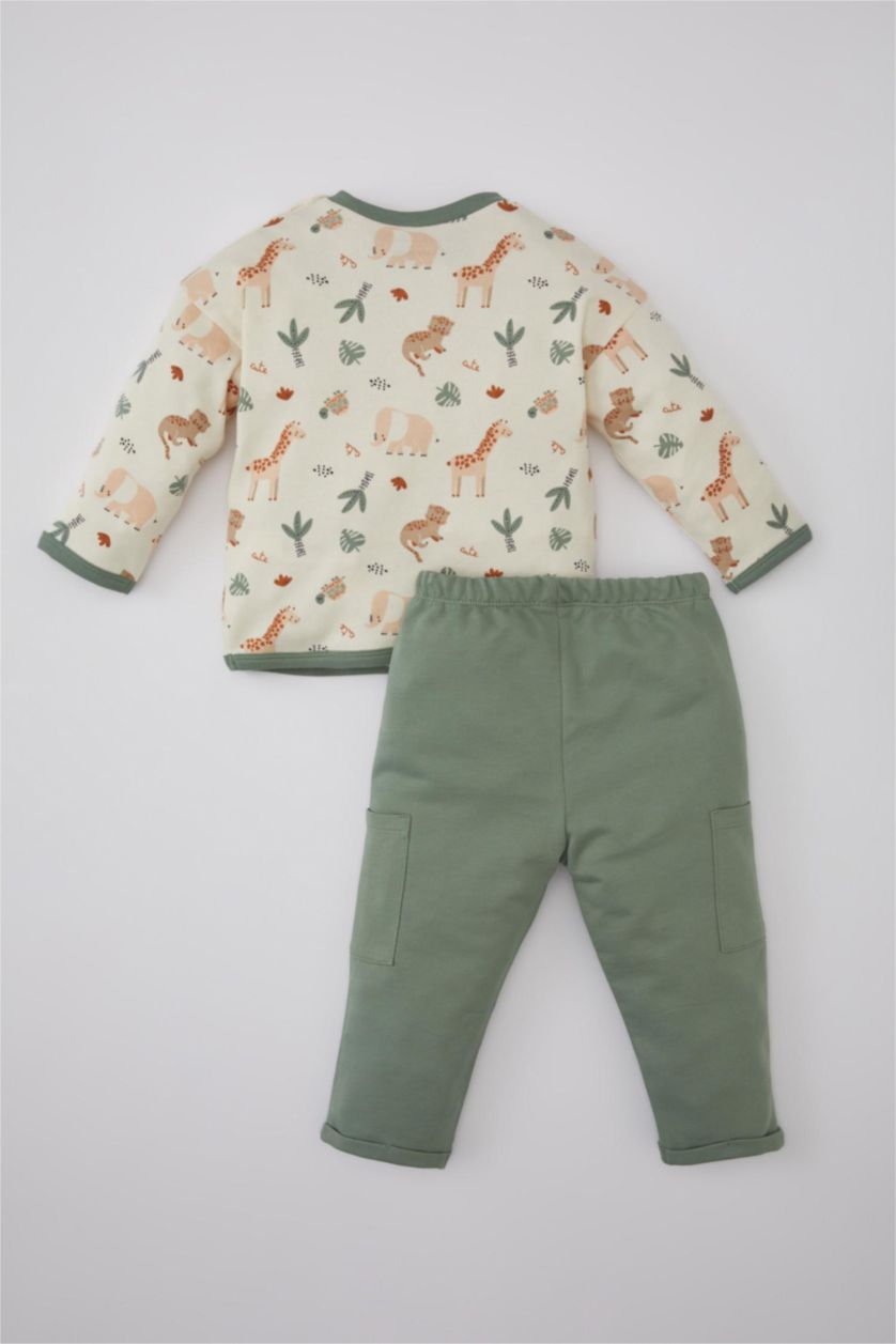 BÉBÉ GARÇON Blanc Ensemble De Sweatshirt Et Pantalon Jogging à Imprimé Safari Pour Bébé Garçon
