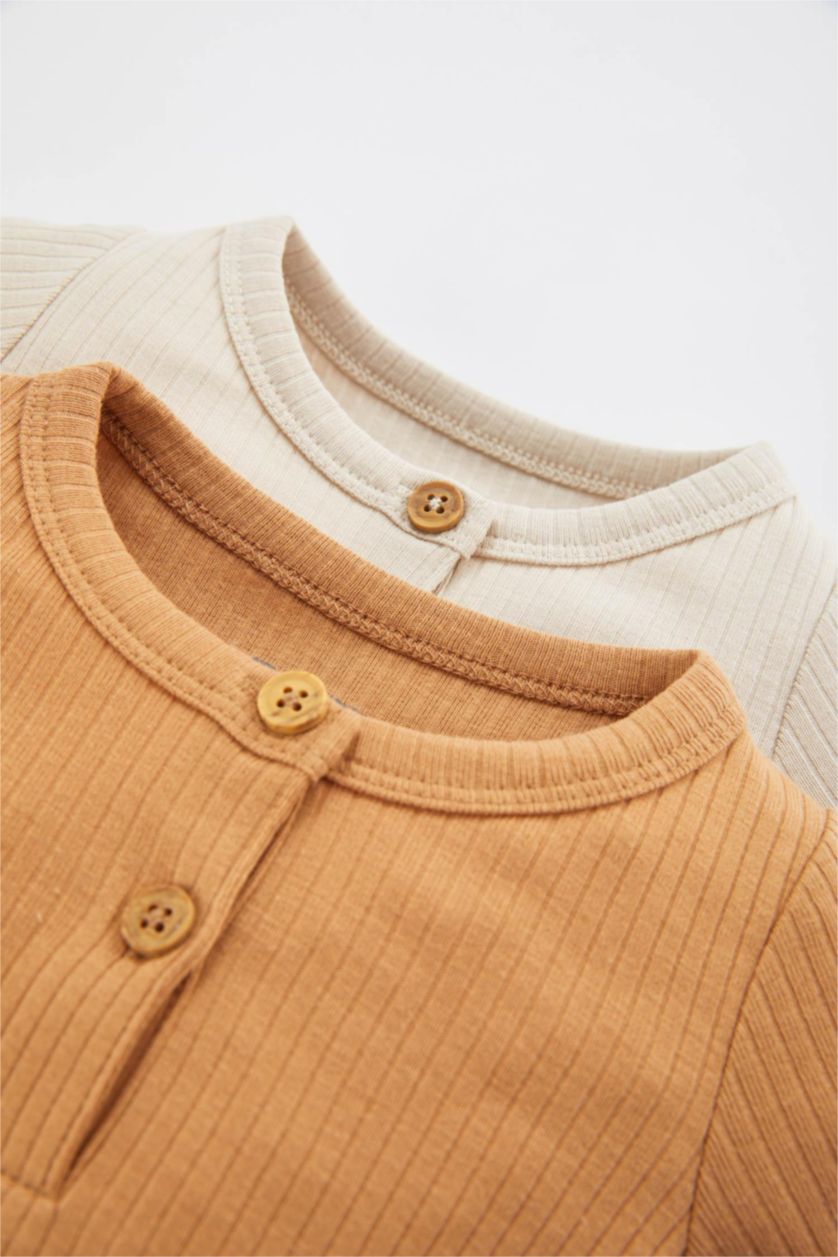 BABY GIRL Camel Baby Boy Newborn Collar Ribbed Camisole 2 Piece Snap Body