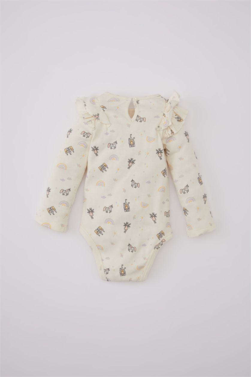 BABY GIRL Ecru Baby Girl Long Sleeve Long Sleeve Snap Body