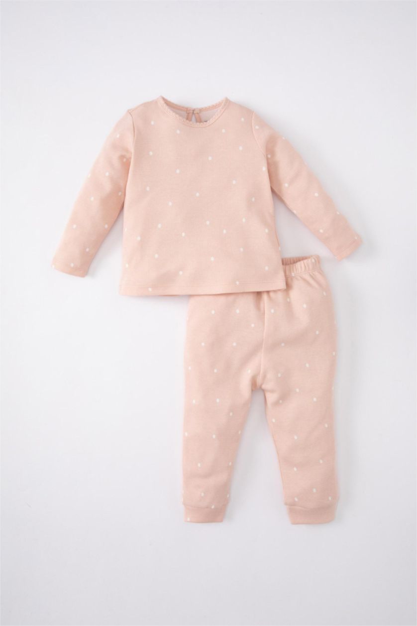 BABY GIRL Rose Baby Girl Polka Dot Waffle T-Shirt Sweatpants 2 Piece Set