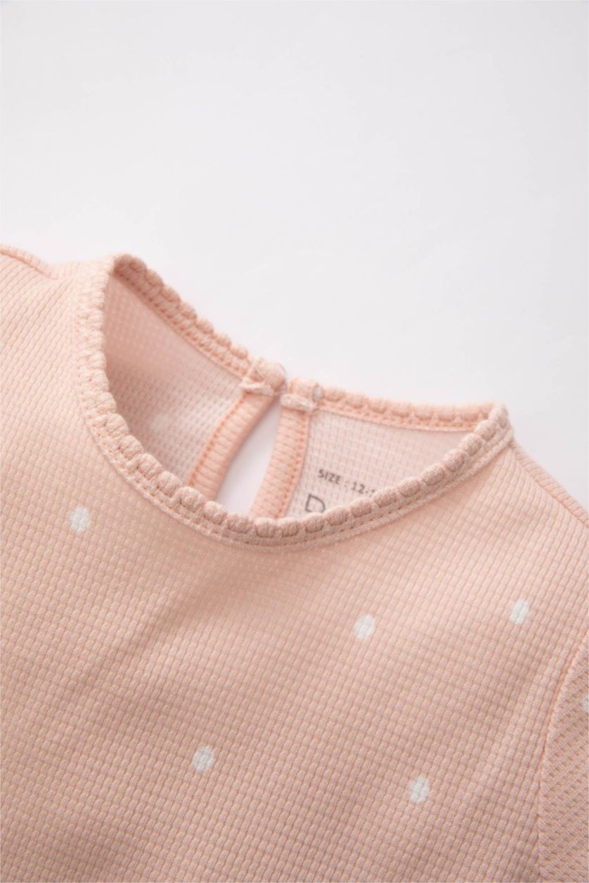 BABY GIRL Rose Baby Girl Polka Dot Waffle T-Shirt Sweatpants 2 Piece Set