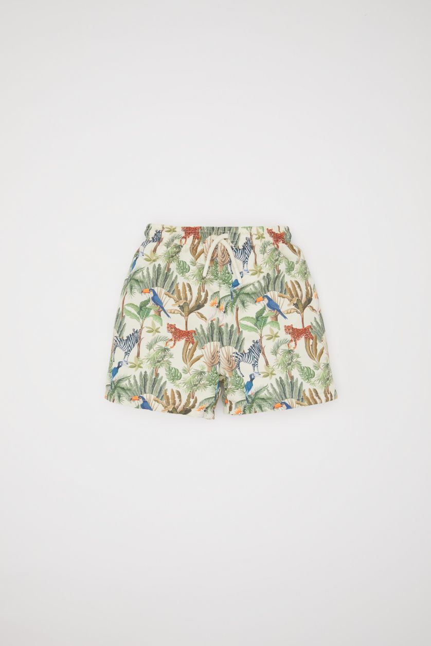 Baby Boy Ecru Baby Boy Nature Printed Swim Shorts