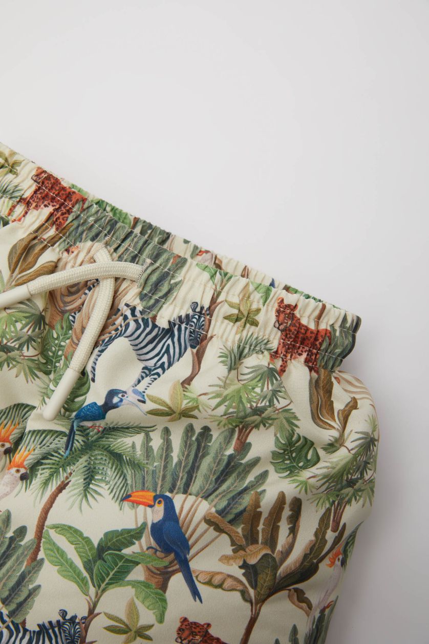 Baby Boy Ecru Baby Boy Nature Printed Swim Shorts