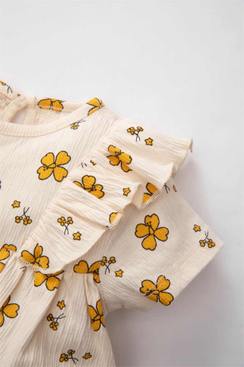 Baby Girl Yellow Baby Girl Floral Blouse Trousers 2 Piece Set