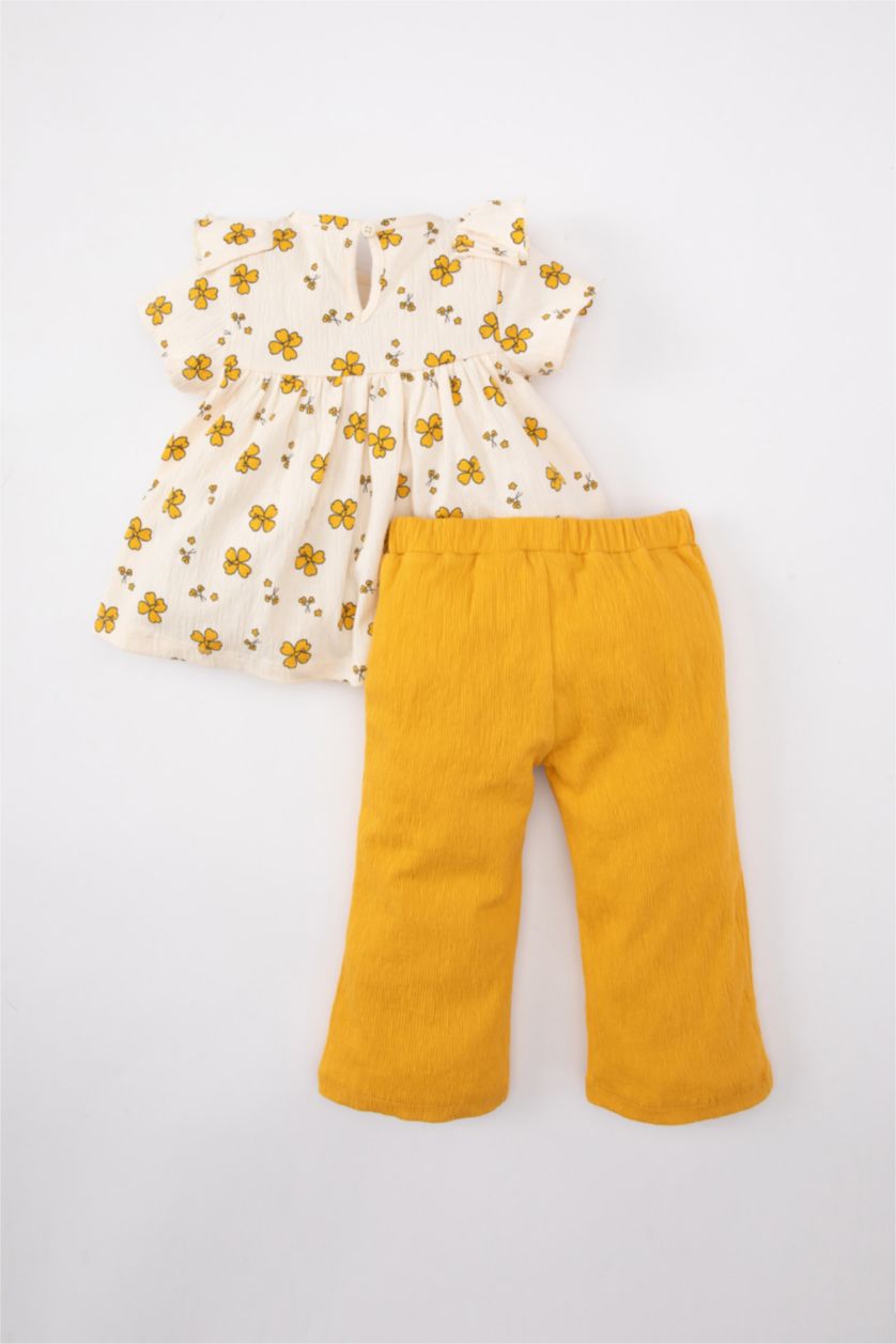Baby Girl Yellow Baby Girl Floral Blouse Trousers 2 Piece Set