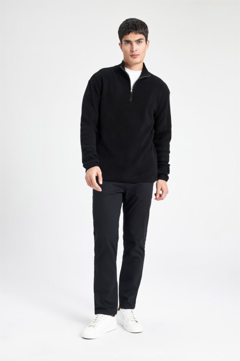 Erkek Siyah Loose Fıt Triko Kazak