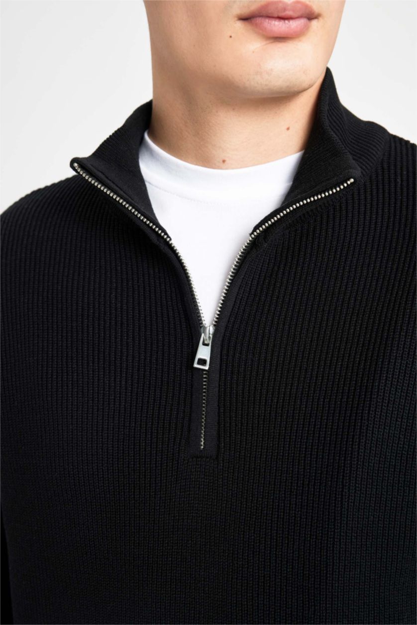 Erkek Siyah Loose Fıt Triko Kazak