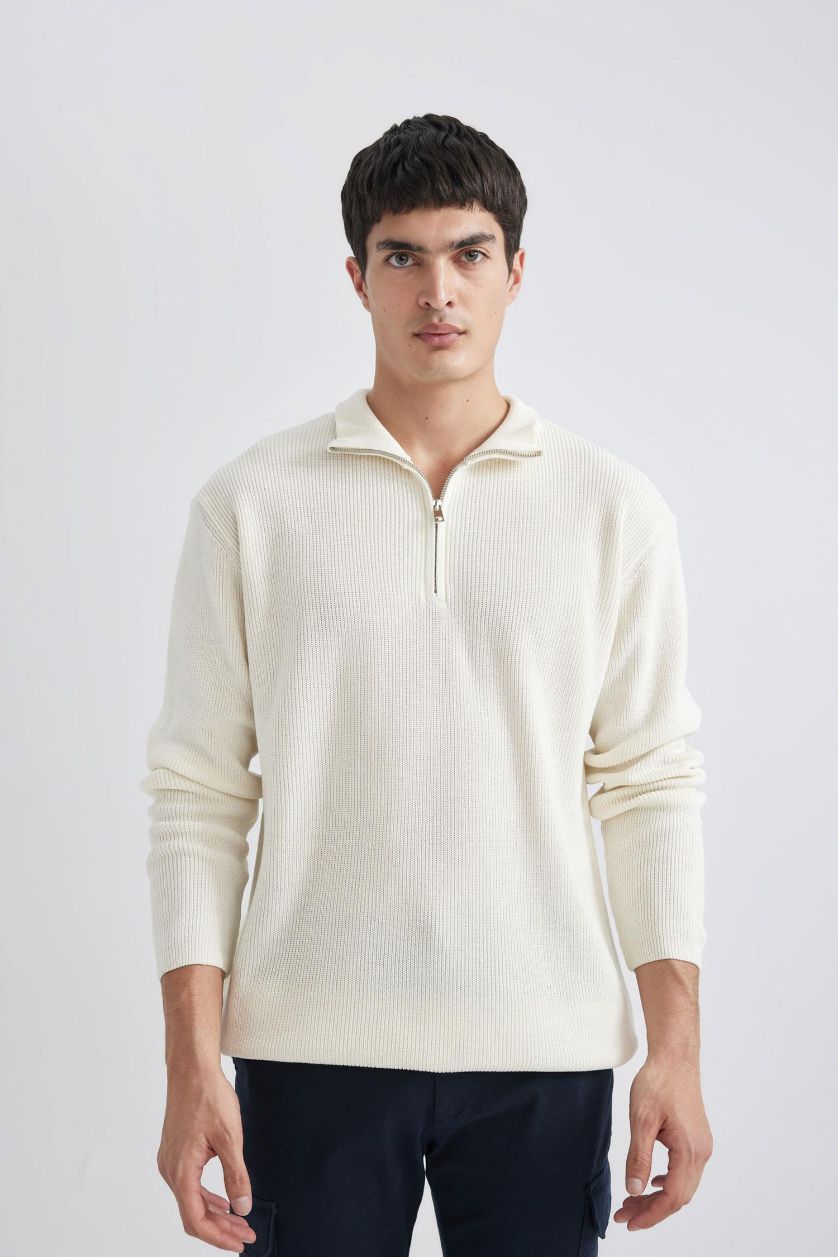 MAN Light Stone Man Standard Fit Zippered Basic Pullover