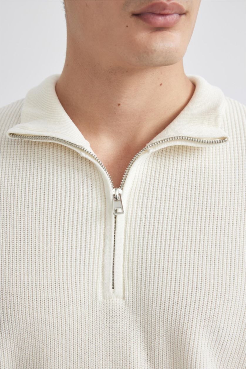 MAN Light Stone Man Standard Fit Zippered Basic Pullover