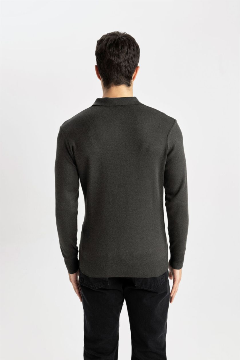 Ерлер Антрацит стандарт пішім поло жаға трикотаж Пулловер