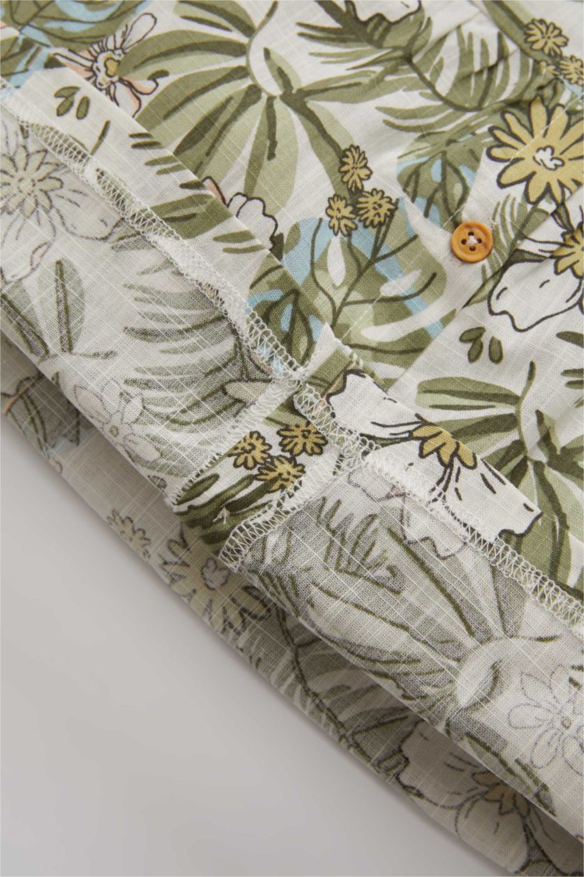 طفلة صغيرة كاكي فاتح قميص بناتي نص كم قصة عادية بياقة مستديرة