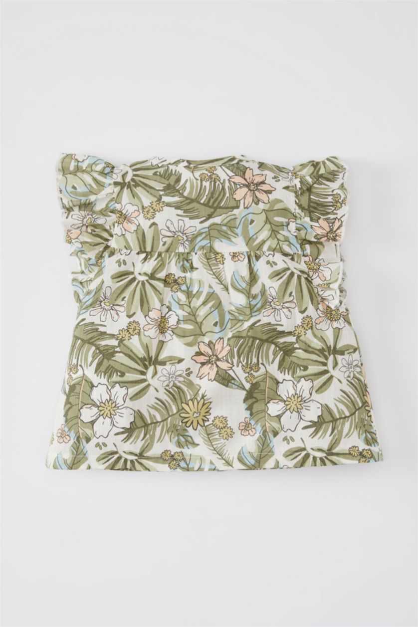 طفلة صغيرة كاكي فاتح قميص بناتي نص كم قصة عادية بياقة مستديرة