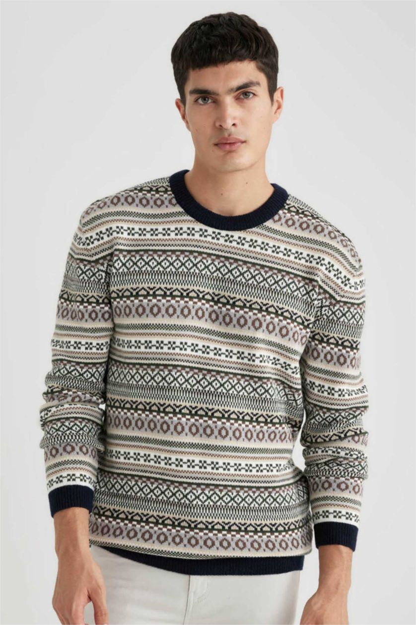 Ерлер Жасыл стандарт пішім дөңгелек жаға трикотаж Пулловер