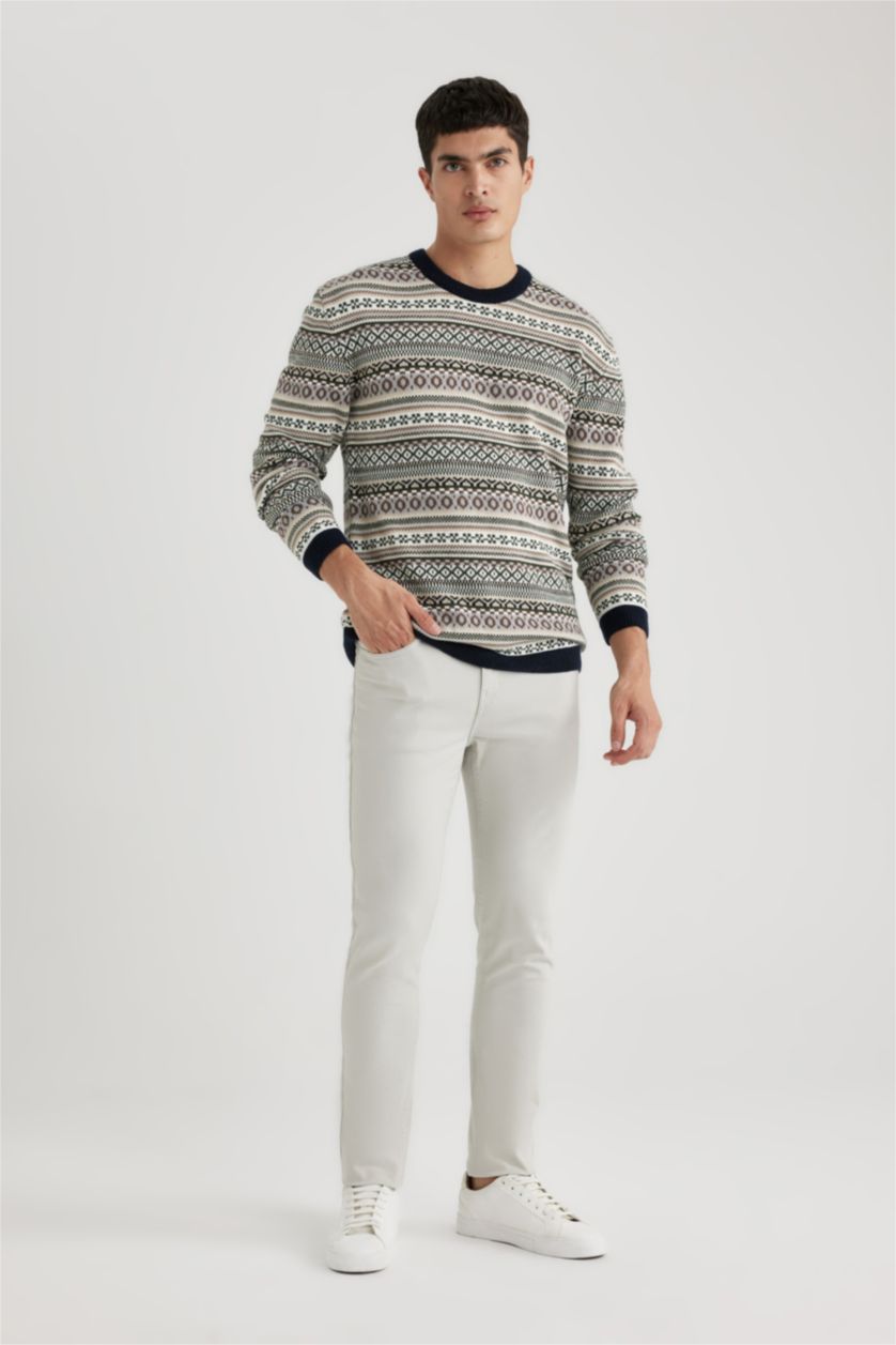 Ерлер Жасыл стандарт пішім дөңгелек жаға трикотаж Пулловер