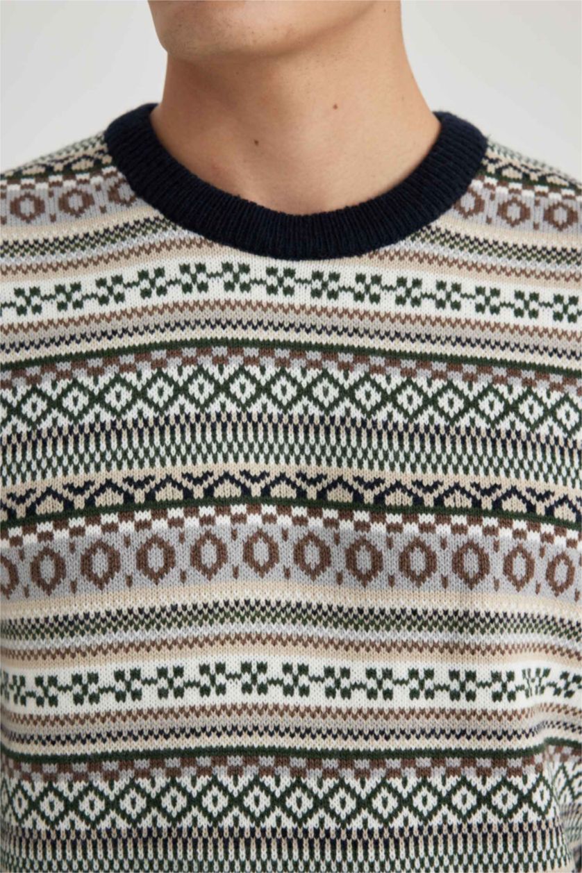 Ерлер Жасыл стандарт пішім дөңгелек жаға трикотаж Пулловер