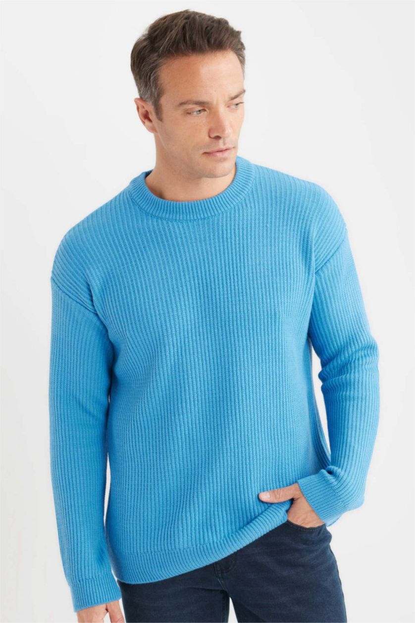 MAN Blue Oversize Fit Knitwear Pullover