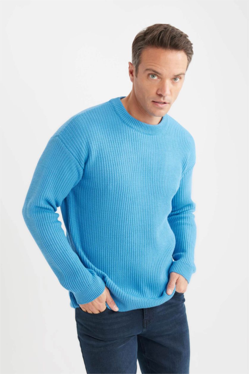 MAN Blue Oversize Fit Knitwear Pullover