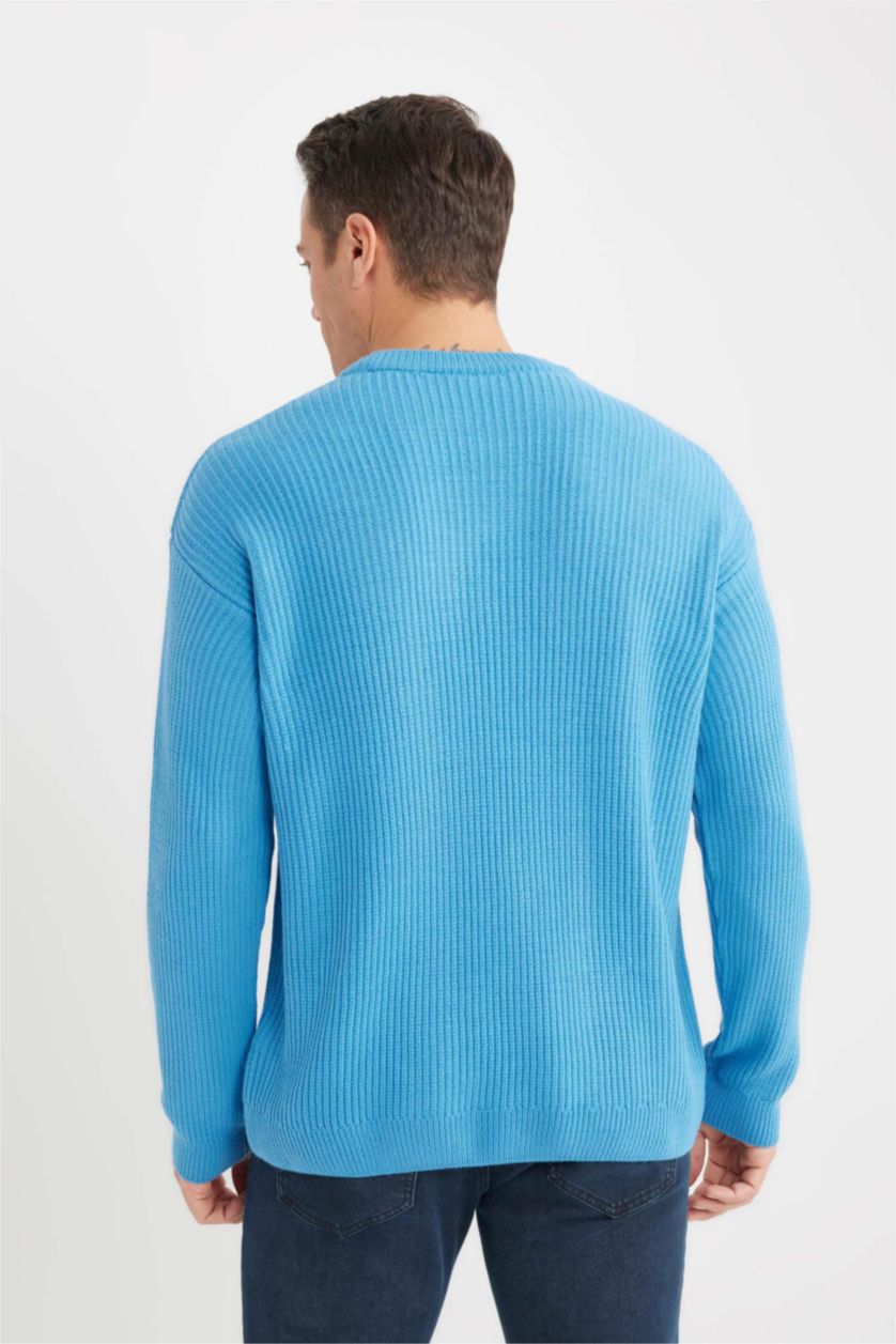 MAN Blue Oversize Fit Knitwear Pullover