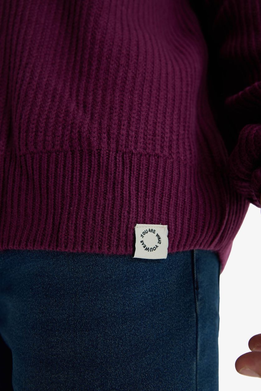 رجال أرجواني بلوز تريكو اوفر سايز بياخة مستديرة