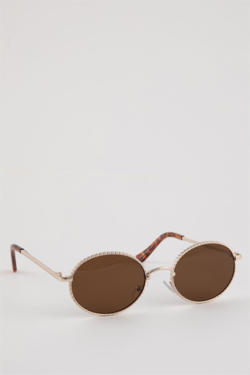 Женщины Золотой Солнцезащитные очки круглые для женщин