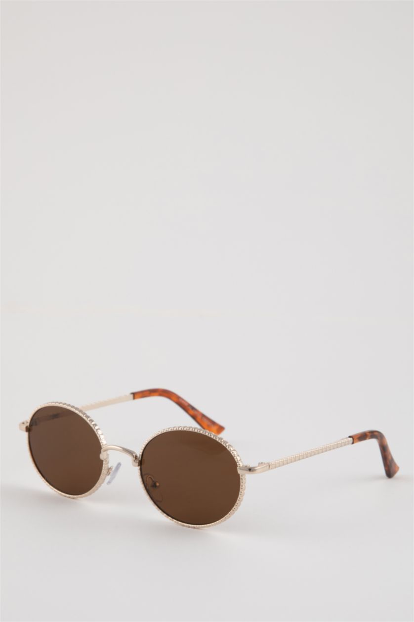 Женщины Золотой Солнцезащитные очки круглые для женщин