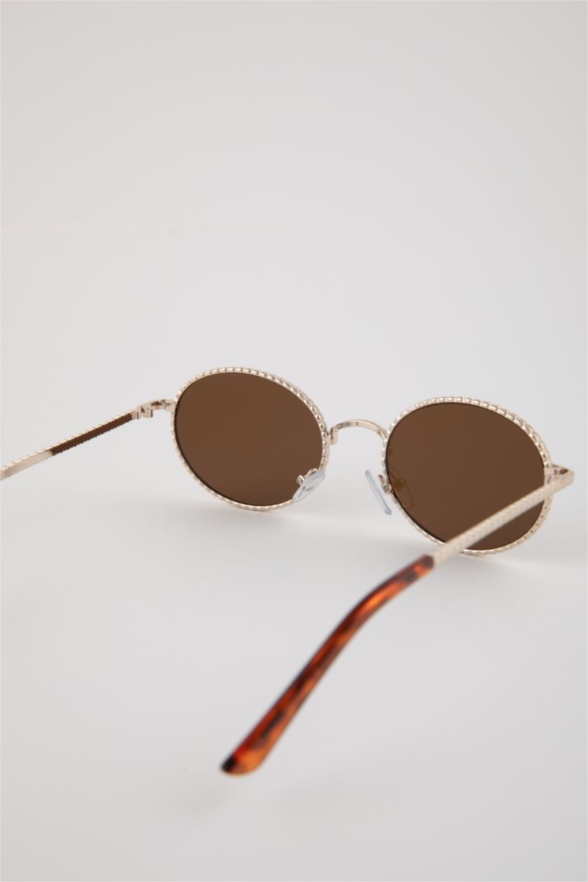 Женщины Золотой Солнцезащитные очки круглые для женщин