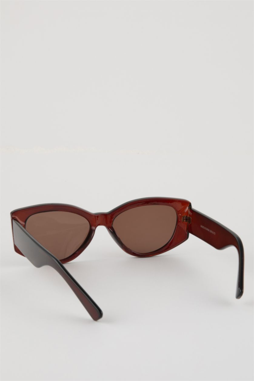 FEMME Marron Foncé Lunettes de Soleil Rectangulaires en Plastique pour Femme