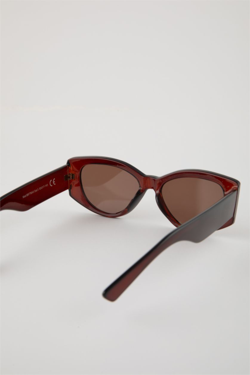 FEMME Marron Foncé Lunettes de Soleil Rectangulaires en Plastique pour Femme