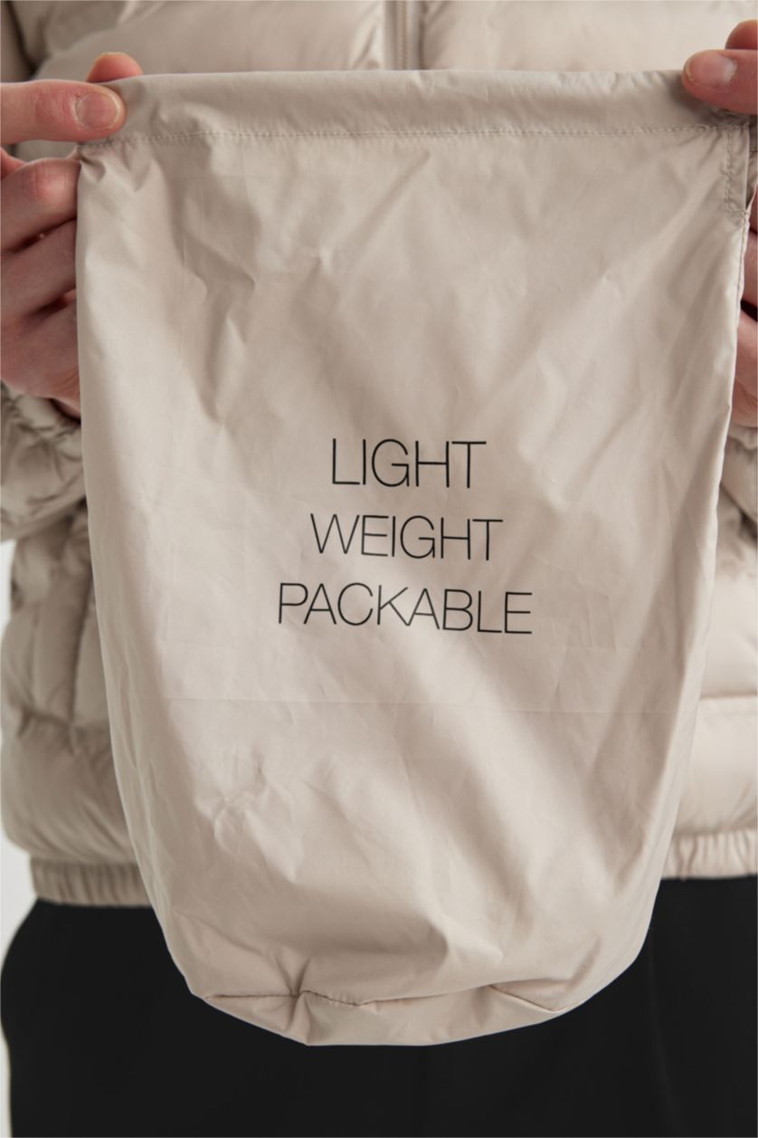 Erkek Taş Slim Fit Mevsimlik Şişme Mont Dar Kesim Dik Yaka Fermuarlı Cepli