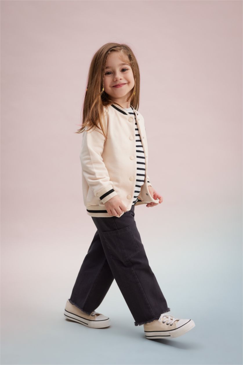 BÉBÉ FILLE Anthracite Pantalon Cargo en Gabardine pour Bébé Fille