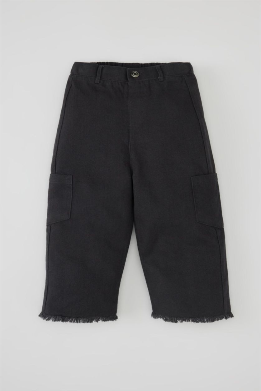 BÉBÉ FILLE Anthracite Pantalon Cargo en Gabardine pour Bébé Fille