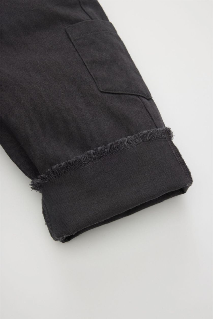 BÉBÉ FILLE Anthracite Pantalon Cargo en Gabardine pour Bébé Fille
