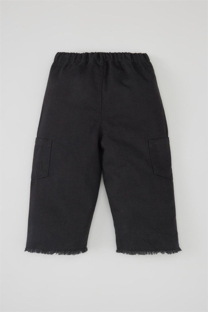 BÉBÉ FILLE Anthracite Pantalon Cargo en Gabardine pour Bébé Fille