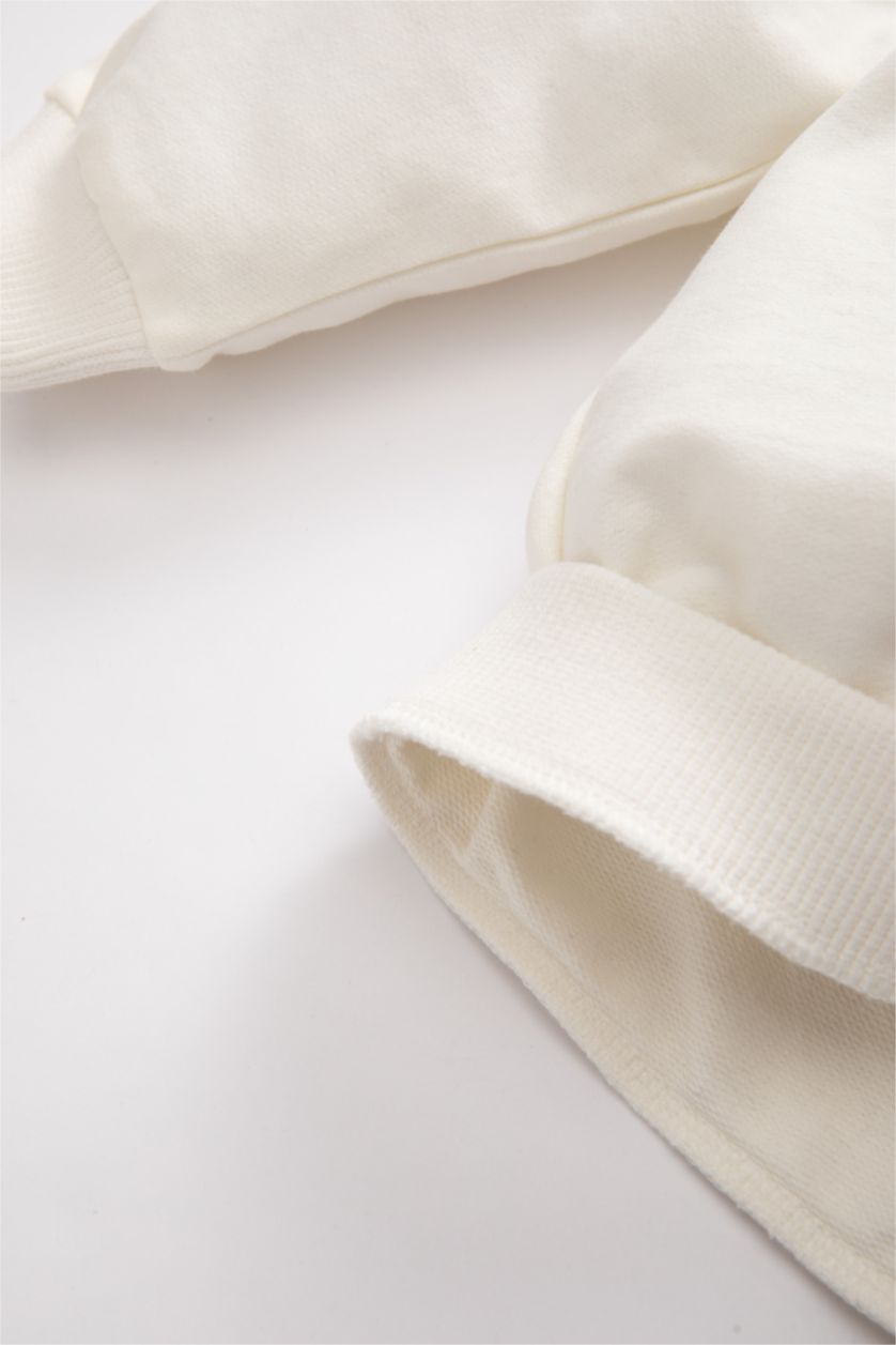 BABY GIRL Ecru Baby Girl Slogan Printed Sweatshirt Trousers 2 Piece Set