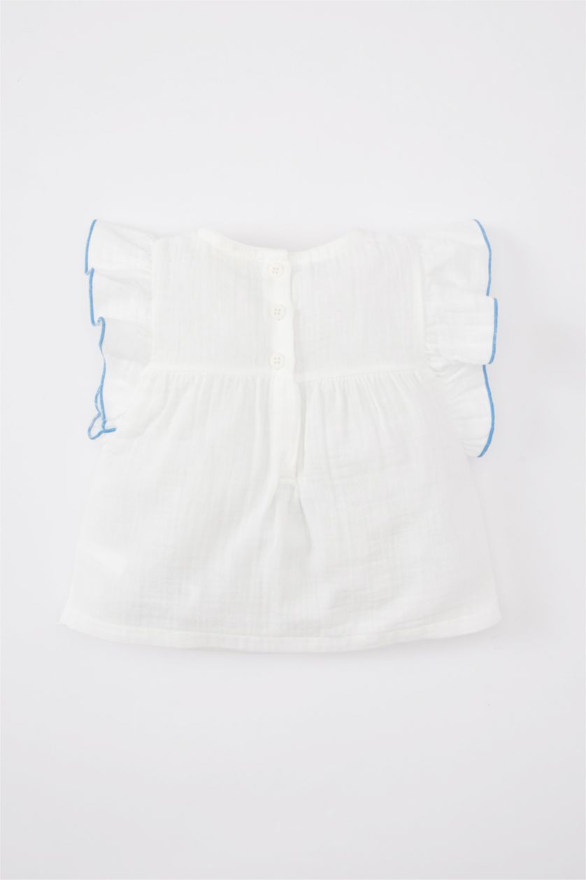 طفلة صغيرة اوف وايت قميص بناتي نص كم موسلين قصة عادية