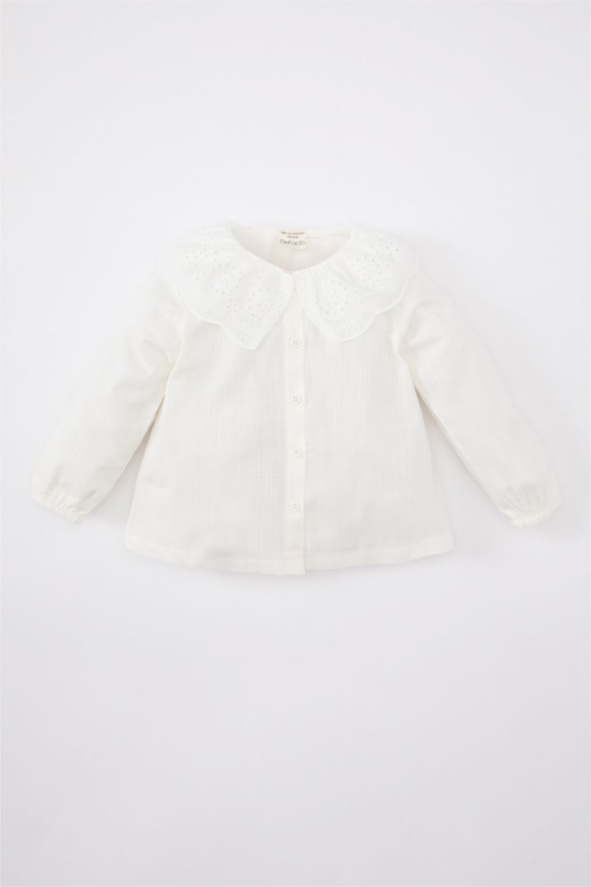 BÉBÉ FILLE Blanc Chemise à manches longues aspect lin pour bébé fille