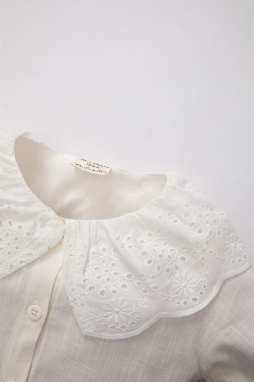 BÉBÉ FILLE Blanc Chemise à manches longues aspect lin pour bébé fille