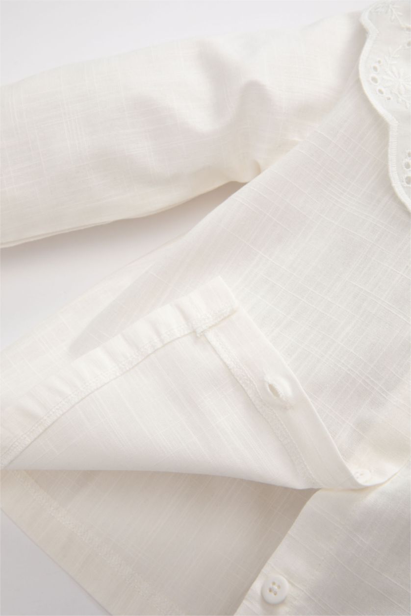 BÉBÉ FILLE Blanc Chemise à manches longues aspect lin pour bébé fille