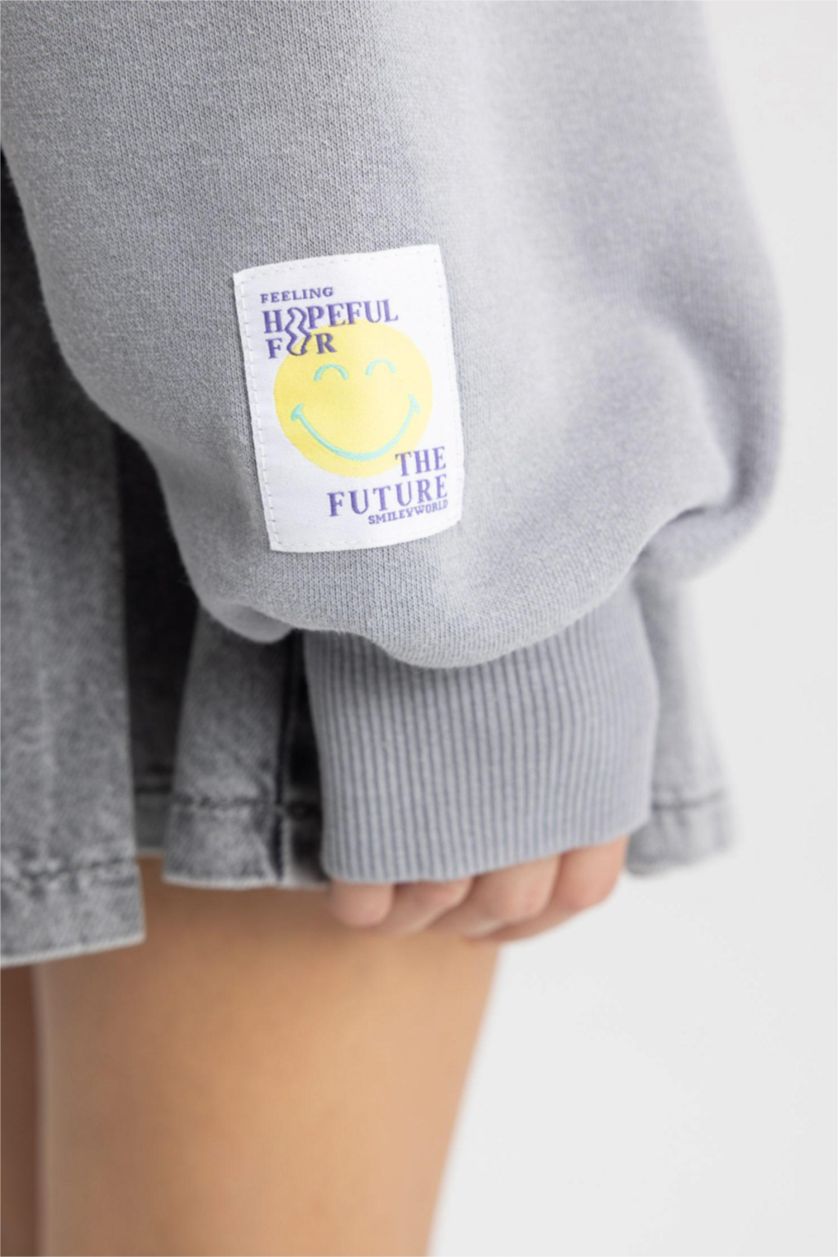 Women Light Grey Oversize Fit Thick Sweatshirt Fabric Sweatshirt