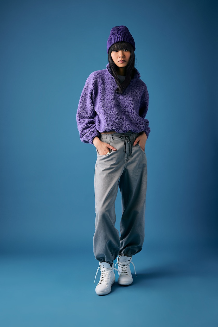 Kadın Açık Gri Jogger Fit Gabardın Pantolon