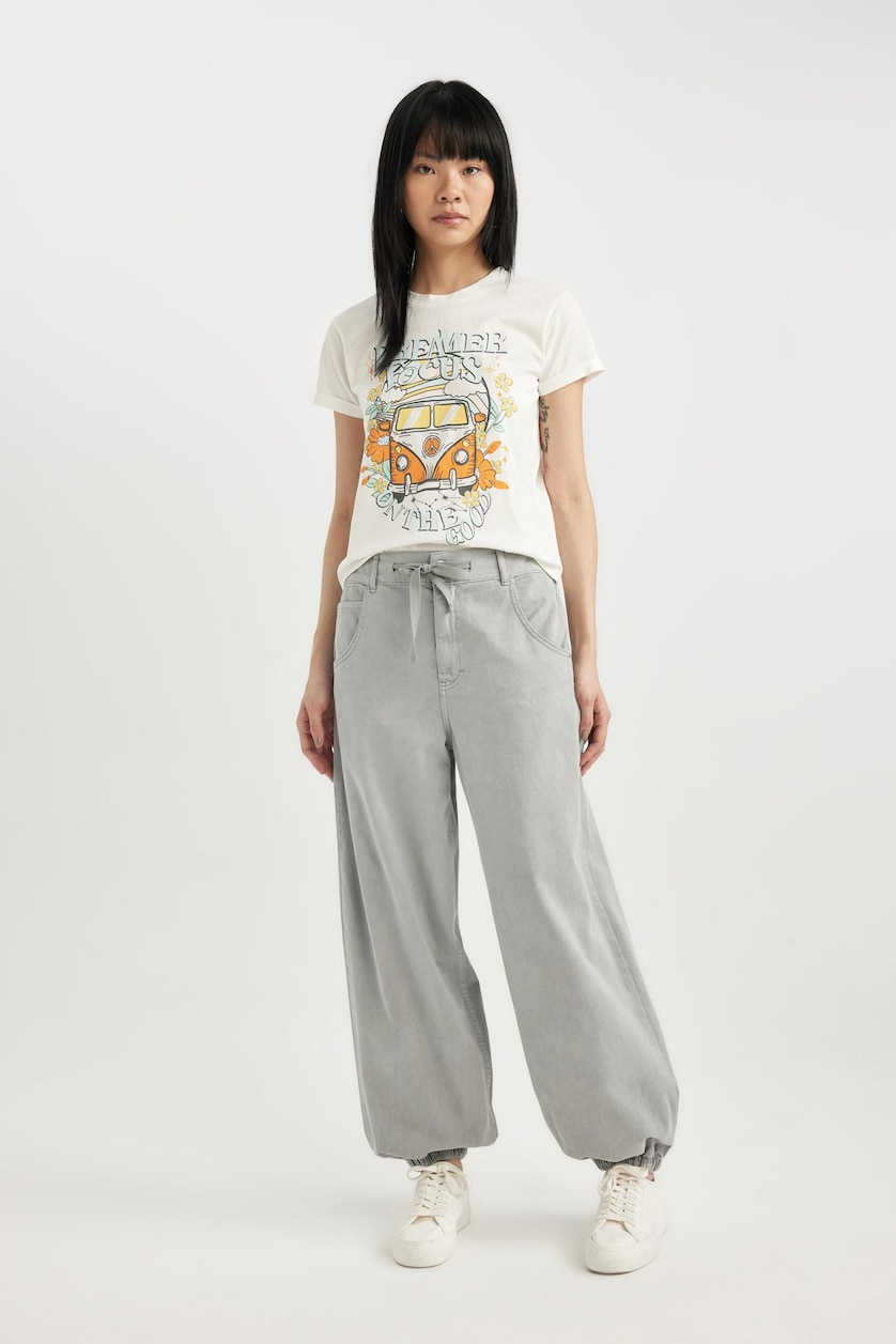 Kadın Açık Gri Jogger Fit Gabardın Pantolon