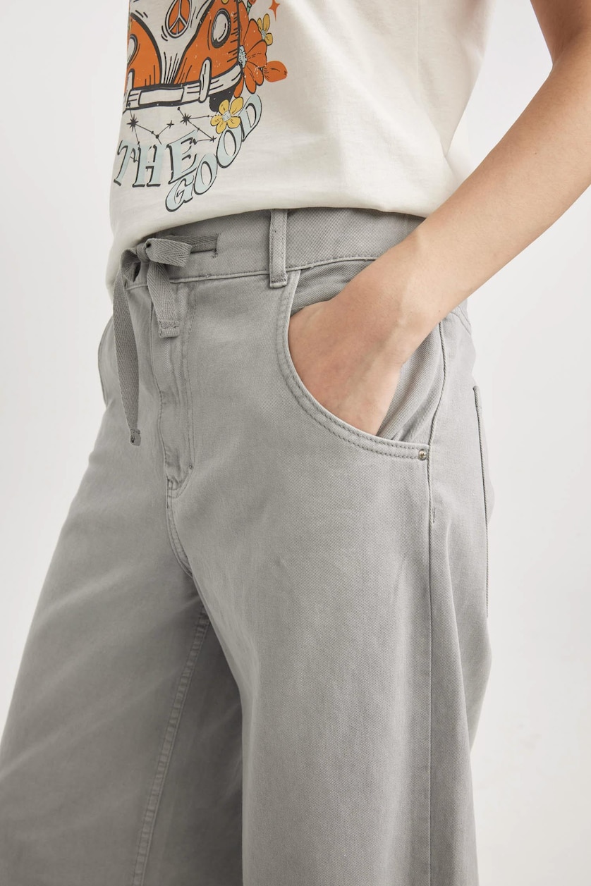 Kadın Açık Gri Jogger Fit Gabardın Pantolon