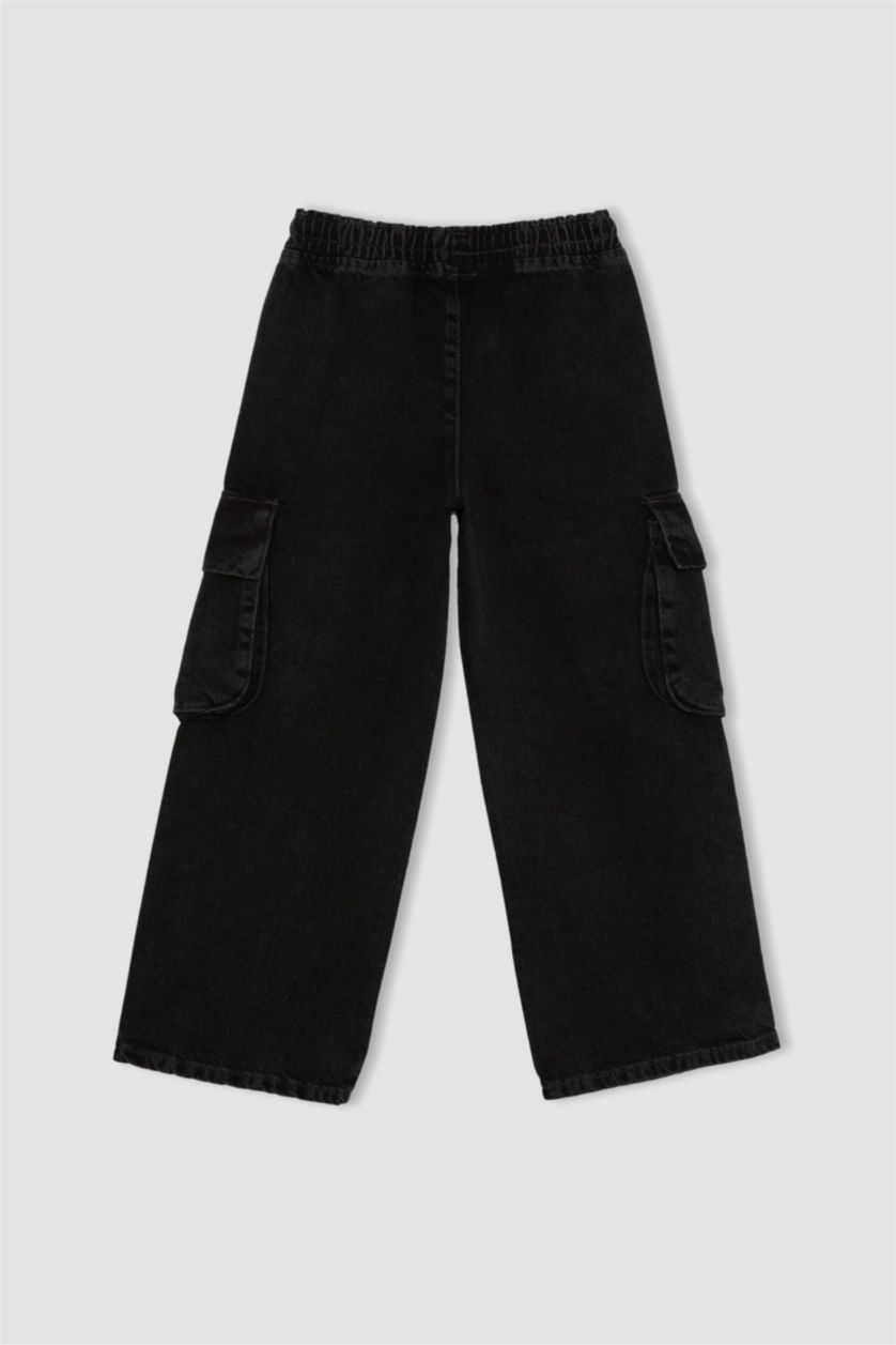 بنات أنثرا بنطرون جينز كارجو بناتي وايد ليج برجل واسع بجيب